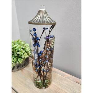 White River Blue FLORAL CYLINDER Lifetime Oil Candle 12.5" x 3.5"